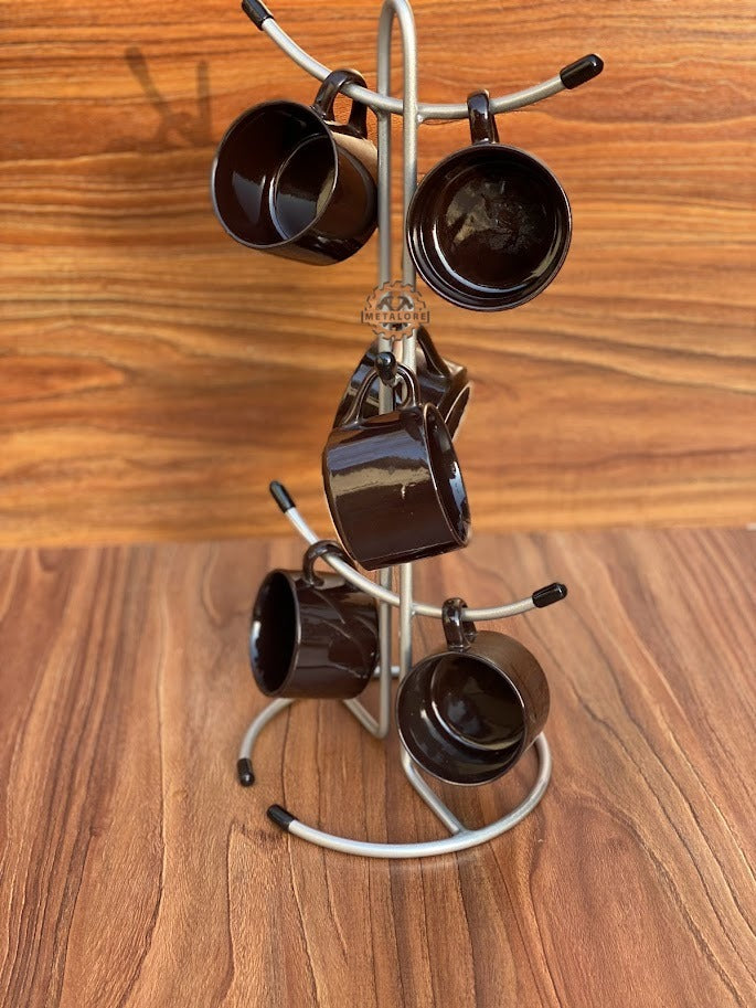 Metalore Mug Tree Stand | 6 Hook Cup Holder | Kitchen Organizer | Coffee Mug Holder Stand Pakistan"