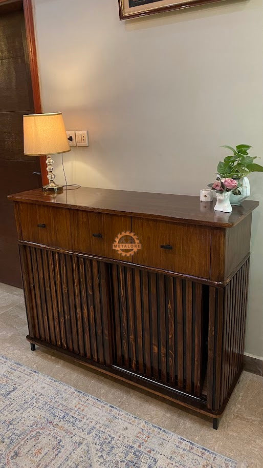 Metalore Wooden Storage Cabinet | 3 Drawer Sideboard | Entryway Console Table | Living Room Storage Furniture Pakistan