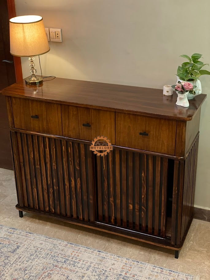 Metalore Wooden Storage Cabinet | 3 Drawer Sideboard | Entryway Console Table | Living Room Storage Furniture Pakistan