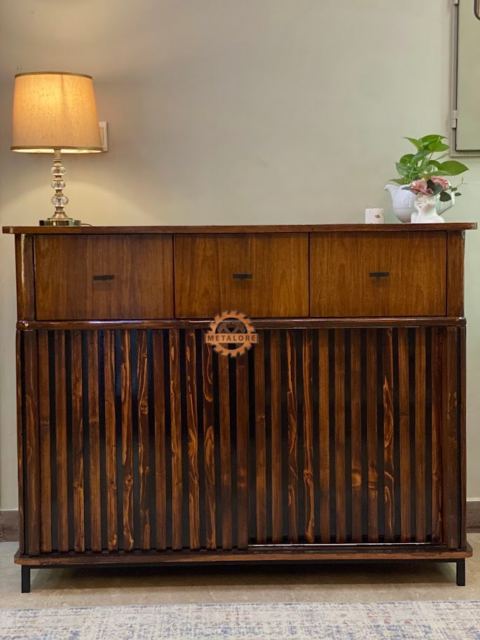 Metalore Wooden Storage Cabinet | 3 Drawer Sideboard | Entryway Console Table | Living Room Storage Furniture Pakistan