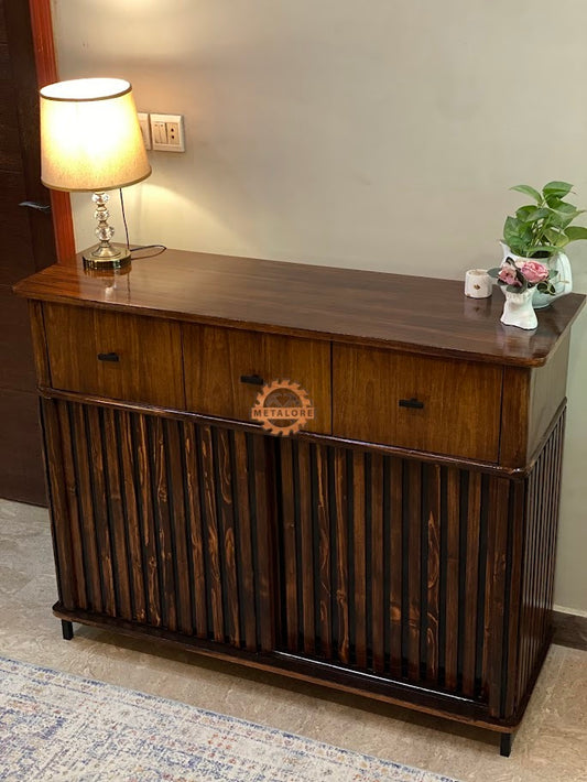 Metalore Wooden Storage Cabinet | 3 Drawer Sideboard | Entryway Console Table | Living Room Storage Furniture Pakistan