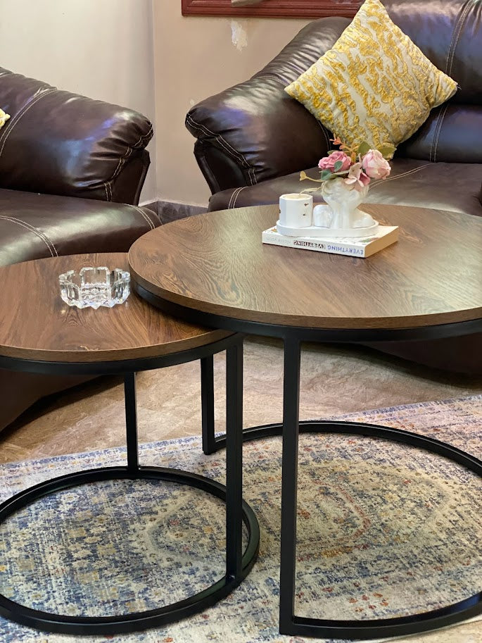 Metalore Tactile Table Set | Nesting Round Center Table | 2 Piece Living Room Table Pakistan"