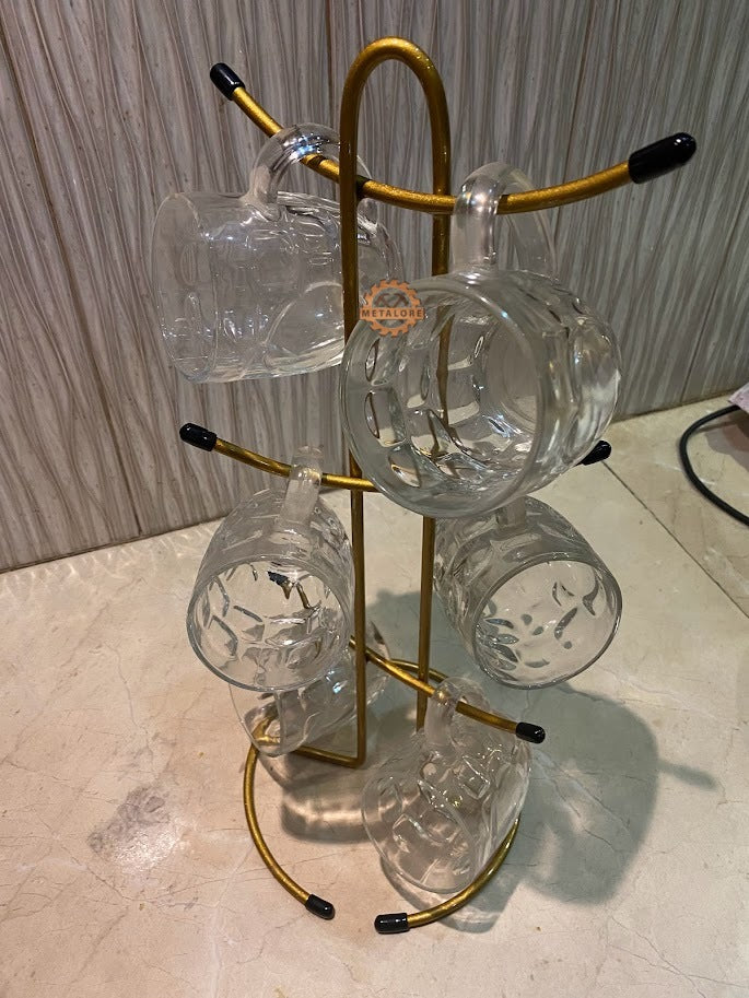 Metalore Mug Tree Stand | 6 Hook Cup Holder | Kitchen Organizer | Coffee Mug Holder Stand Pakistan"