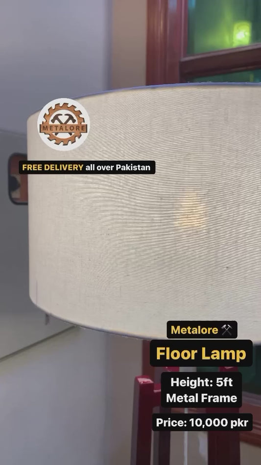Metalore Wooden Floor Lamp | Modern Standing Lamp | Tripod Design Floor Light | Living Room Bedroom Lamp Pakistan